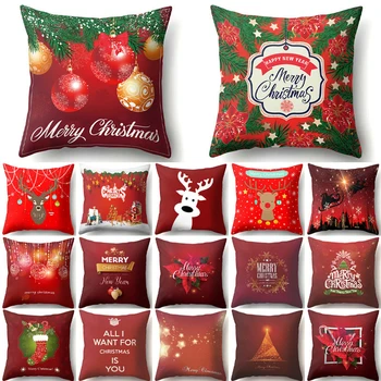 

1Pcs Deer Snowflake Red Christmas Cushion Cover Decorative Throw Pillow Xmas New Year Home Decoration Polyester Pillowcase 40543