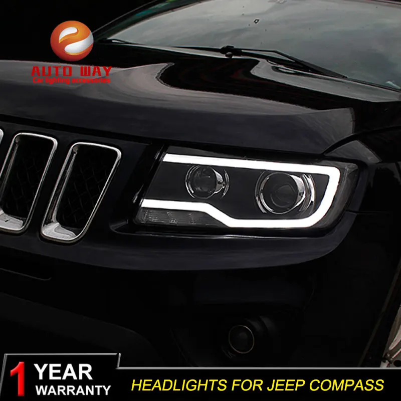 Автомобильный Стайлинг чехол для передней фары Jeep Compass 2011 2017 светодиодный ная