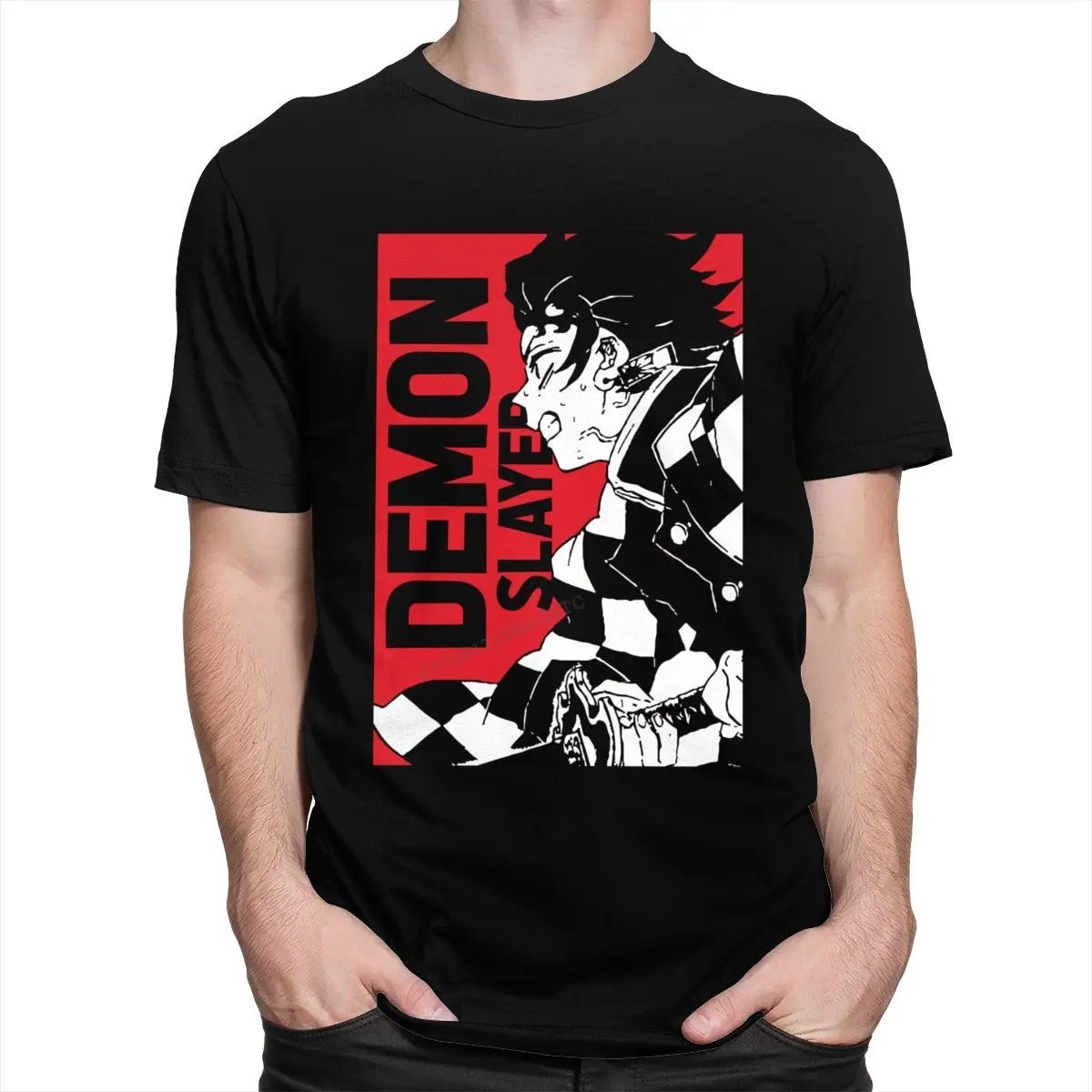Cool Male Kitsune No Yaiba T-Shirt Camisas Hombre Cotton Anime Demon Slayer Tshirt Tanjiro Kamado Nezuko Abbigliamento Camisas