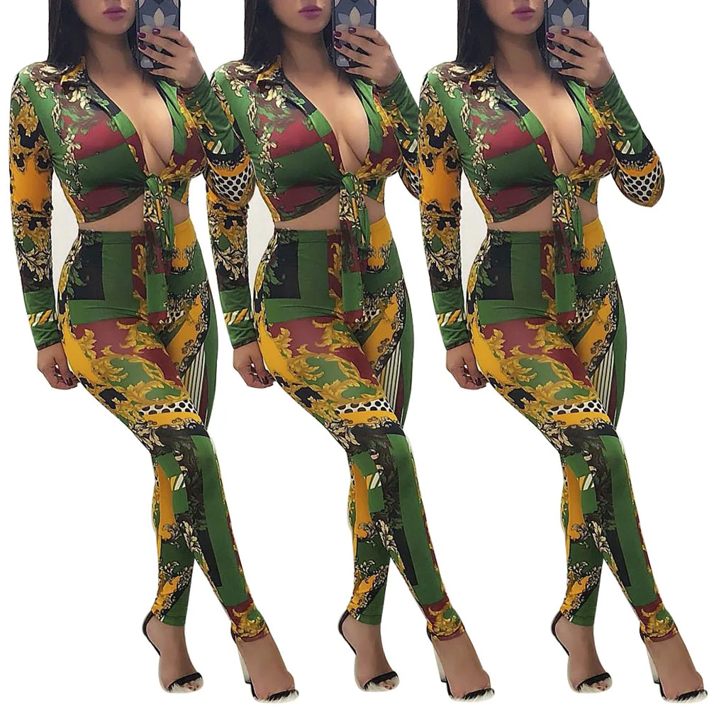 

New European and American Sexy Fashion Printed Chest Strap Two-Piece Set