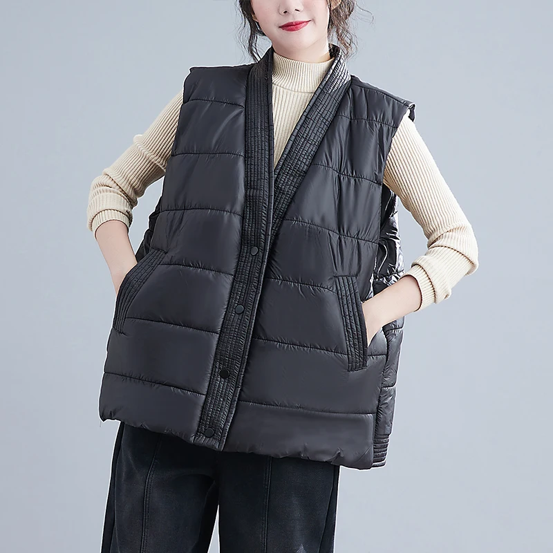 Утолщенный пуховик-жилет из хлопка Свободный теплый легкий пуховик большого
