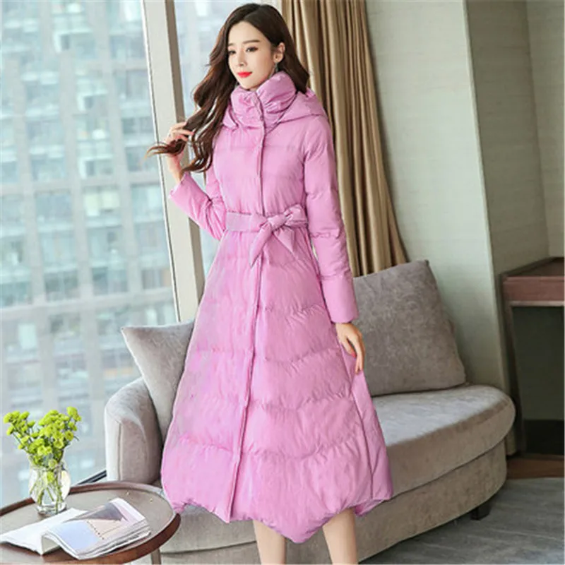 pink Зимняя куртка женская одежда новая Корейская парка с капюшоном Женская винтажная длинная хлопок, большой размер пальто женские парки Casaco feminino - Цвет: pink