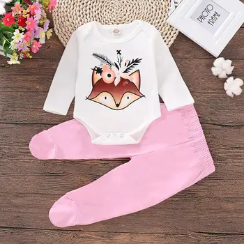

PatPat Spring Lovely Fox Design Bodysuit and Pants Set for Baby Toddler Girl Sets