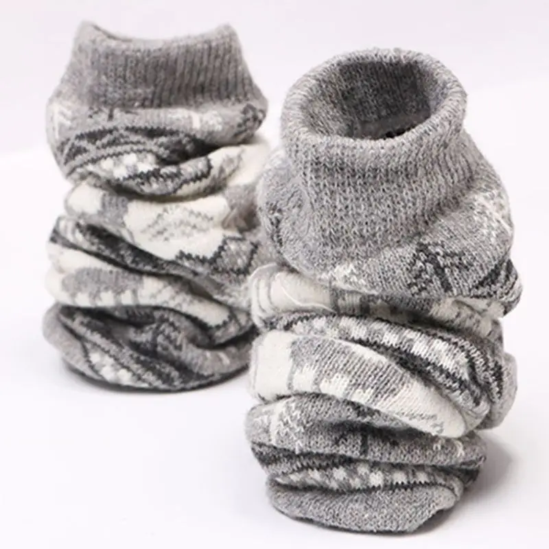 5 пар, женские зимние утепленные вязаные носки, этнический принт с рождественским лосем, чулочно-носочные изделия 40JF