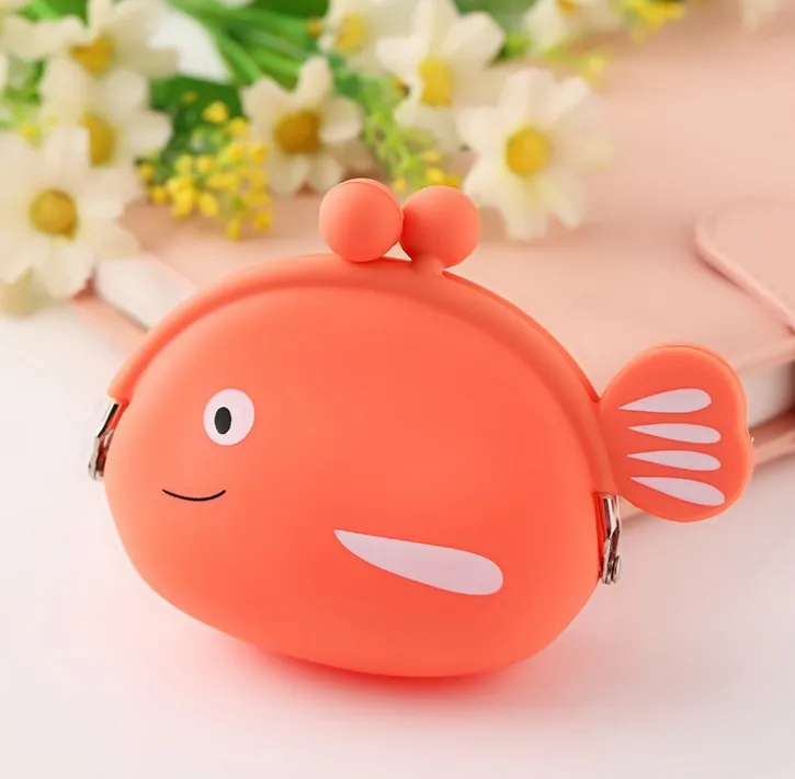 1 шт. Kawaii для девочек мини силиконовый кошелек ярких цветов для хранения мелочи и рыбы небольшое изменение Сумка для документов Для женщин ключ кошелек сумка для Для детей Подарки