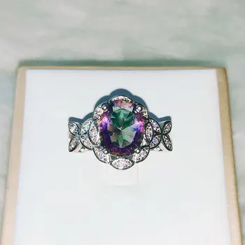 

CHAMSS Gradient Colorful Rainbow Butterfly Ring Personality Romance Female Wedding Ring