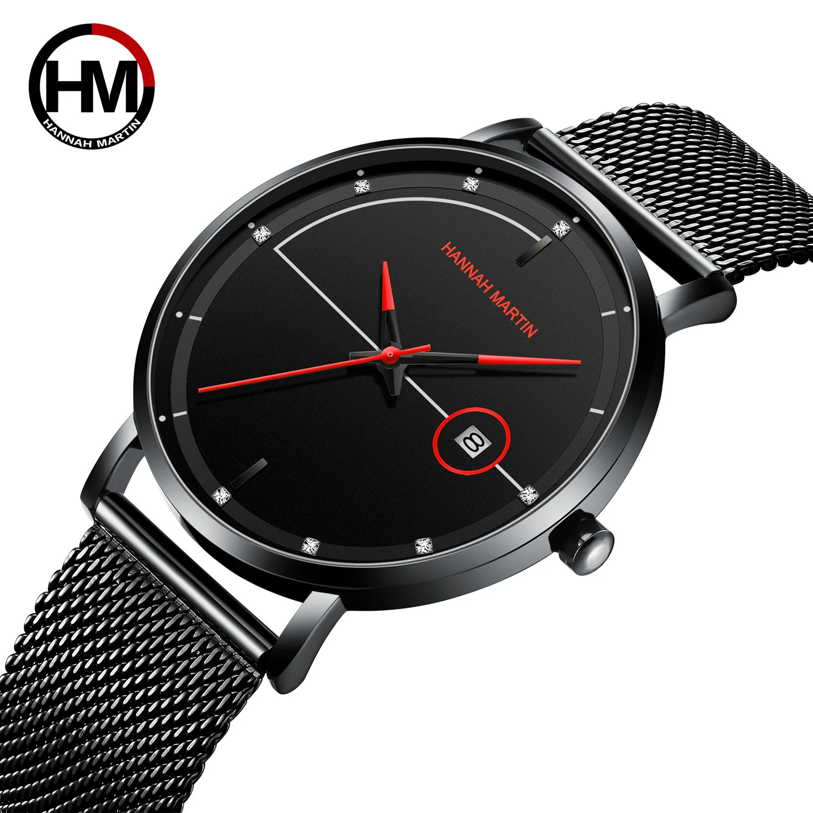 

Japan Movement Stainless Steel Net Waterproof Ultra-Thin Calendar Watch Men Fashion INS Fire Non-mainstream Table