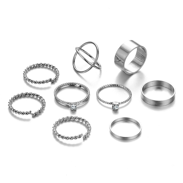 Pcs/Set Simple Design Round Gold Color Rings Set For Women Handmade Geometry Finger Ring Set Female Jewelry Gifts