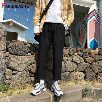 

2020 Men's Cross pants Loose Comfortable Summer thin Harem Pants men Solid color Fashion Streetwear jogging Casual Pants Male