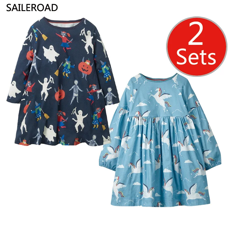 SAILEROAD/комплект из 2 предметов, кружевные платья для девочек детское платье с длинными рукавами платье принцессы для маленьких девочек осенние хлопковые детские рождественские костюмы