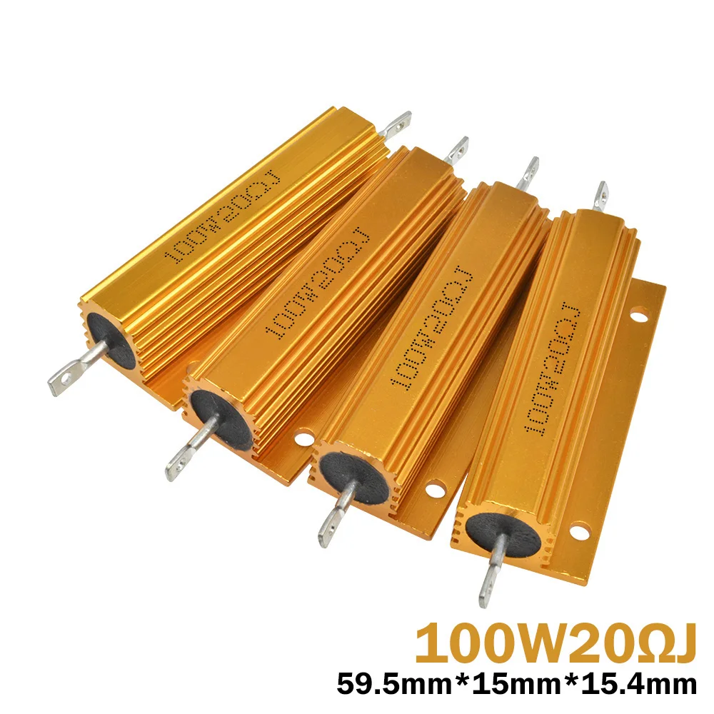 20 Ohm 100 Вт Мощность окисленный позолоченный алюминиевый корпус проволочный переменный резистор 10/12/15/20/22/30/33/50/100/1K Ом 5 - Цвет: 20 Ohm