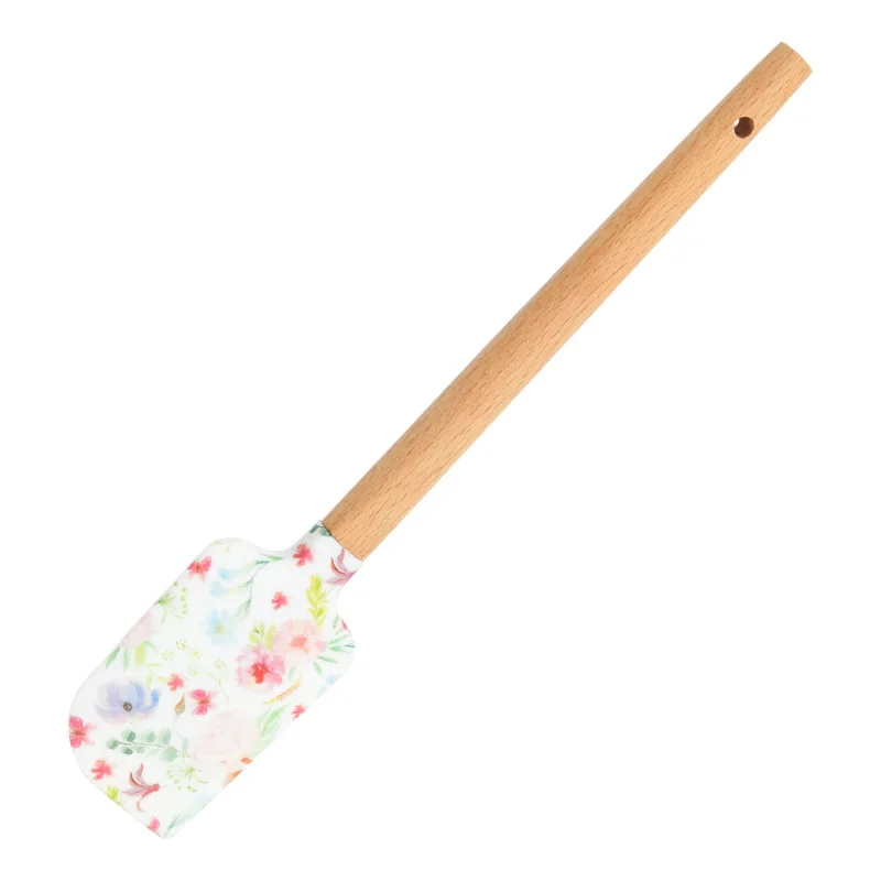 Spatule longue en silicone avec manche en bois, grattoir à gâteau, crème,  poupée, centre commercial, outils de cuisson manuels, accessoires  padramatiques et Chamonix, 25.7x5cm