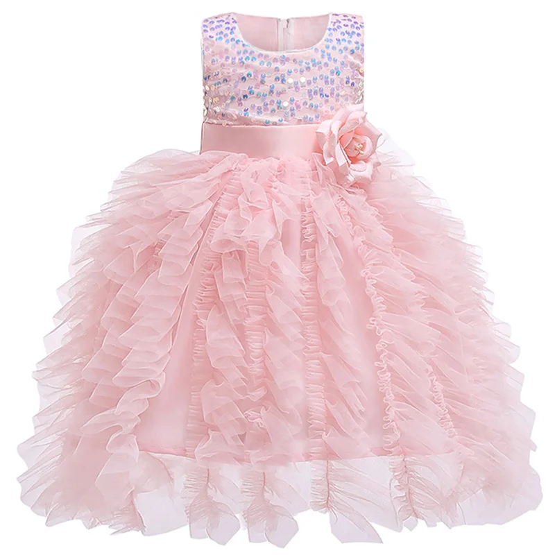Детский костюм на день, платье, детская одежда, пышное платье принцессы с бусинами для девочек, вечерние платья