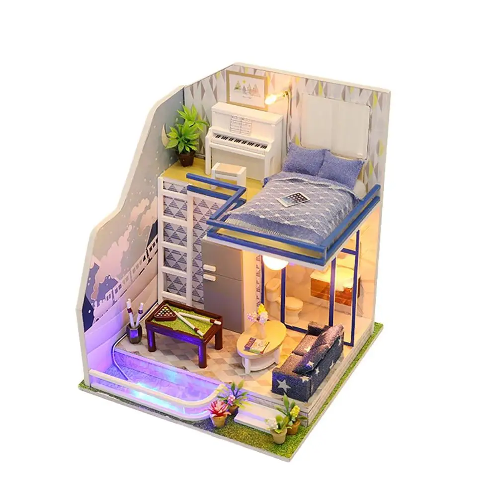Кукольный дом мебель Diy Миниатюрный 3D Деревянный миниатюрный кукольный домик игрушки для детей подарки на день рождения Каса игрушка@ A