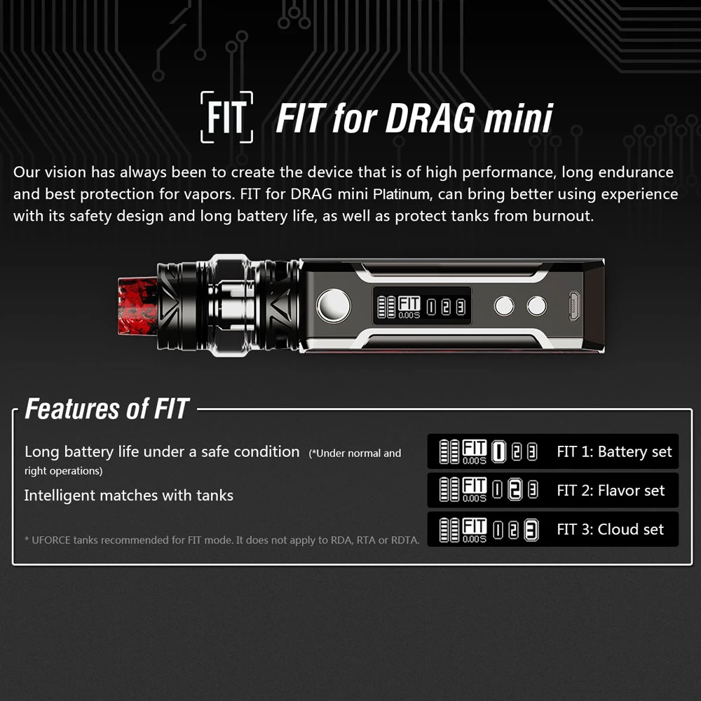 Оригинальный VOOPOO DRAG Mini Platinum 117W TC Kit 4400mAh Встроенный батарейный мод комплект 5 мл
