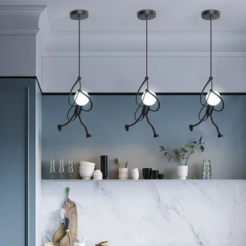 

Nordic Metal Pendant Light Kids Room Loft Study Restaurant Entryway Indoor Creative Cartoon Adjustable Hanging Light Fixtures