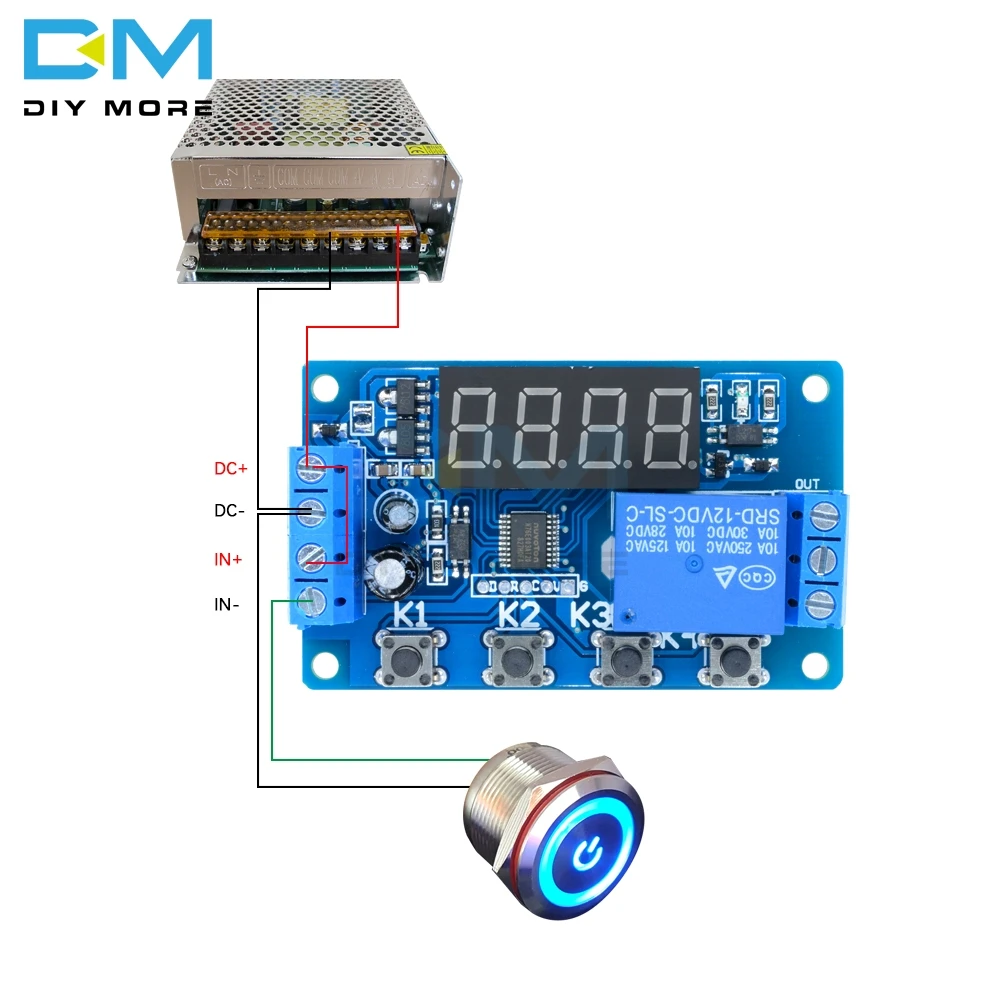 Цифровой DC12V отсрочка таймера реле Многофункциональный пусковой модуль доска 4 кнопка таймера 4-цифровой СВЕТОДИОДНЫЙ дисплей таймер Управление Переключатель цикла