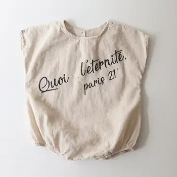 

Baby Bodysuit Baby Summer Short Sleeve Shirt Baby Boys Girls Sleeveless Letter Printing Jumpsuit Newborn Onesie