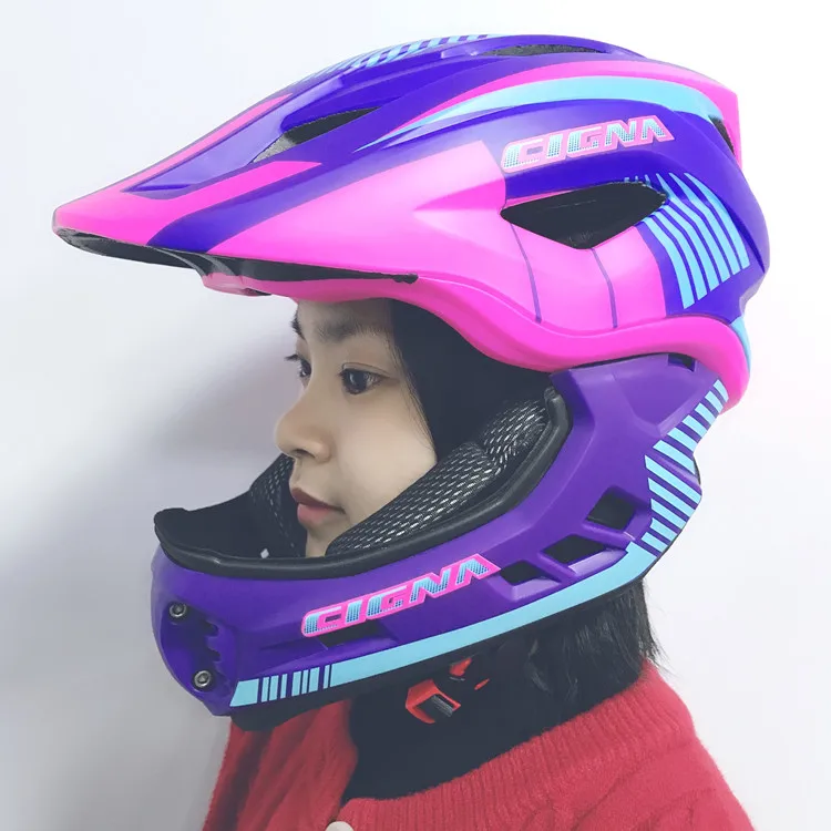 Детский велосипедный шлем с задним светом с полным лицом Съемный Детский шлем MTB горный велосипед шлем Спортивная безопасность Capacete Ciclismo