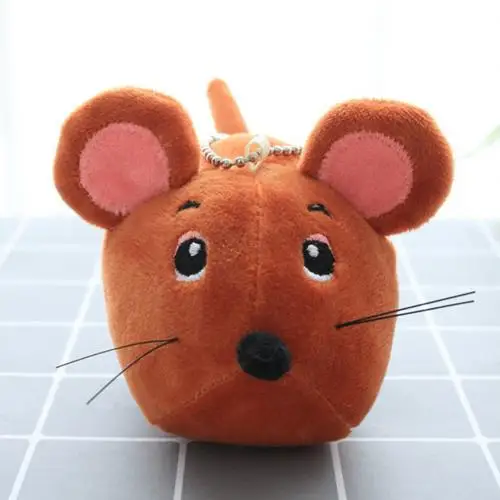 Cartoon Mouse Animal Plush Doll Stuffed Keychain Pendant Bag Hanging Decor Gift Cartoon mouse animal design mini size adorable - Цвет: BrownCrawling Type
