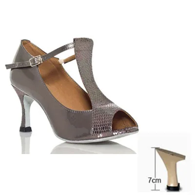 gray heel 7cm Профессиональная обувь для латинских танцев; бальные туфли; женская танцевальная обувь на каблуке 5-10 см; zapatos de mujer - Цвет: gray heel 7cm