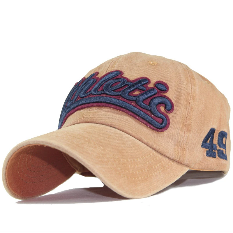 

Men Women Hat Letters Embroidered Washed Cotton Dome Baseball Cap Retro Old Hip Hop Hat Summer Sunscreen Hat