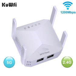 Kuwfi 2.4ghz/5ghz repetidor sem fio 1200mbps wi fi amplificador de banda dupla gigabit sem fio amplificador de sinal wi fi amplificador