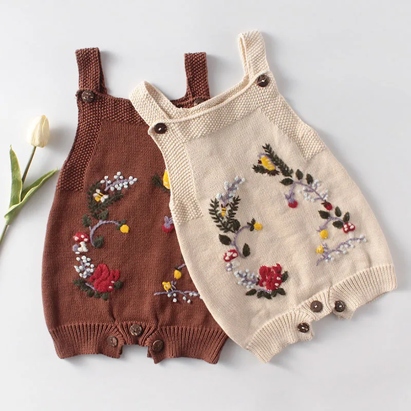Newborn Clothes Baby Hand Embroidery Knit Rompers Girl Baby Girl Romper