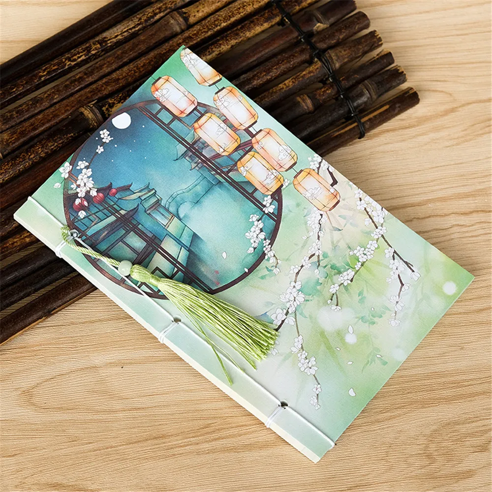 Retro Handmade Wire-bound Sketchbook Chinese Tassel Notebook Journal Diary Gift 