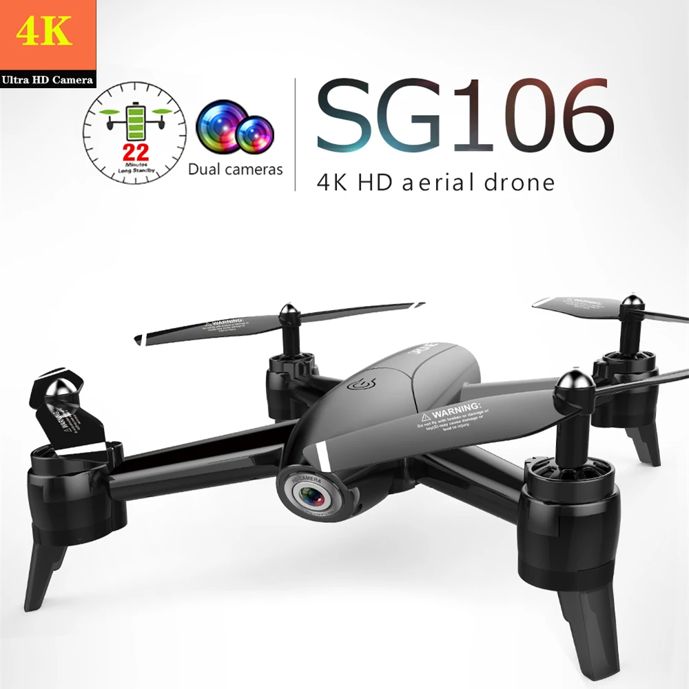 Квадрокоптер SG106 Дрон с камерой 4K HD Оптическое позиционирование потока жестов селфи видео Квадрокоптер с камерой 720 P/1080 P игрушки