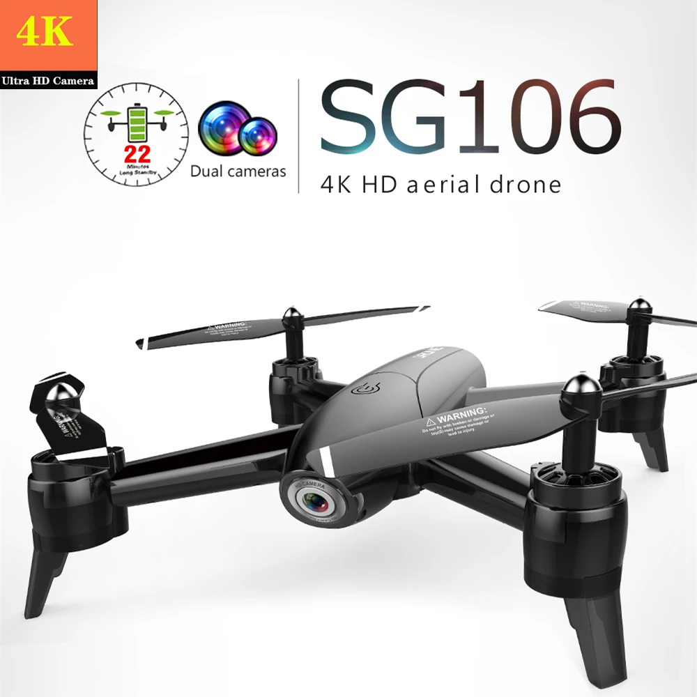 Квадрокоптер SG106 Дрон с камерой 4K HD оптический поток позиционирования жеста селфи видео Квадрокоптер с 720 P/1080 P камера игрушки