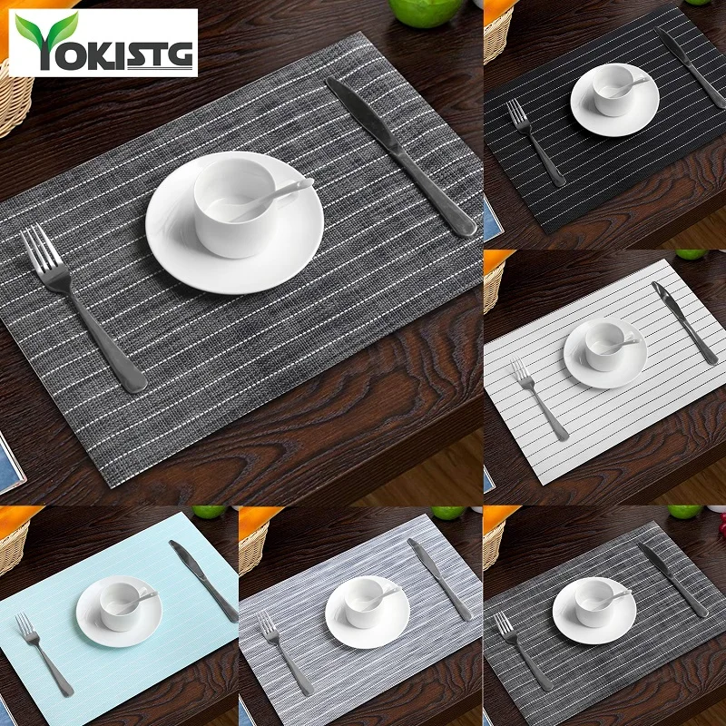  YokiSTG PVC Placemat For Table Pad Drink Wine Cup Coasters Bamboo Placemat Dining Tableware Mat Kit