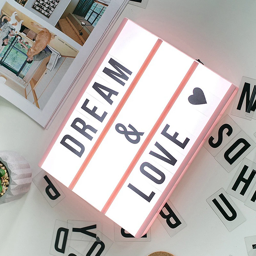 

A4 Cinematic Lightbox wIith 99 Letters Illuminated Light Up Box Sign USB Powered Perfect Decorative Gift A4 Cinematic Lightbox
