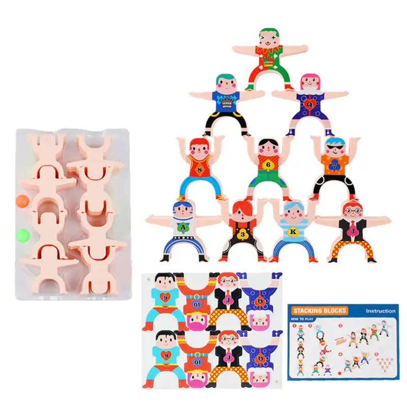 1Set Hercules Acrobatic Troupe Villain Children Puzzle DIY Building Stacking Balance Parent-child Interactive Table Game Toy | Игрушки и