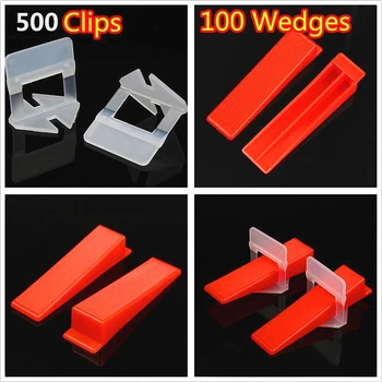 

600pcs Plastic Ceramic Tile Leveling System 500 Clips+100 Wedges Tiling Flooring Tools Wedges Clips 1mm