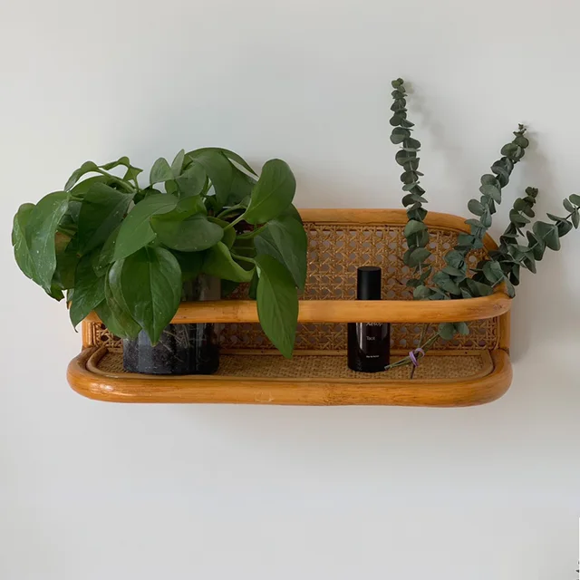 Handmade creative rattan wall shelf  3