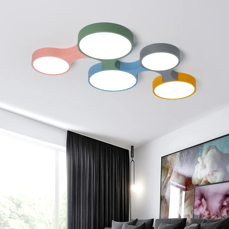 

Nordic led Ceiling Lights Modern Colorful lamp for kids Bedroom Ceiling Lamps Round thin plafondlamp Lighting lamparas de techo
