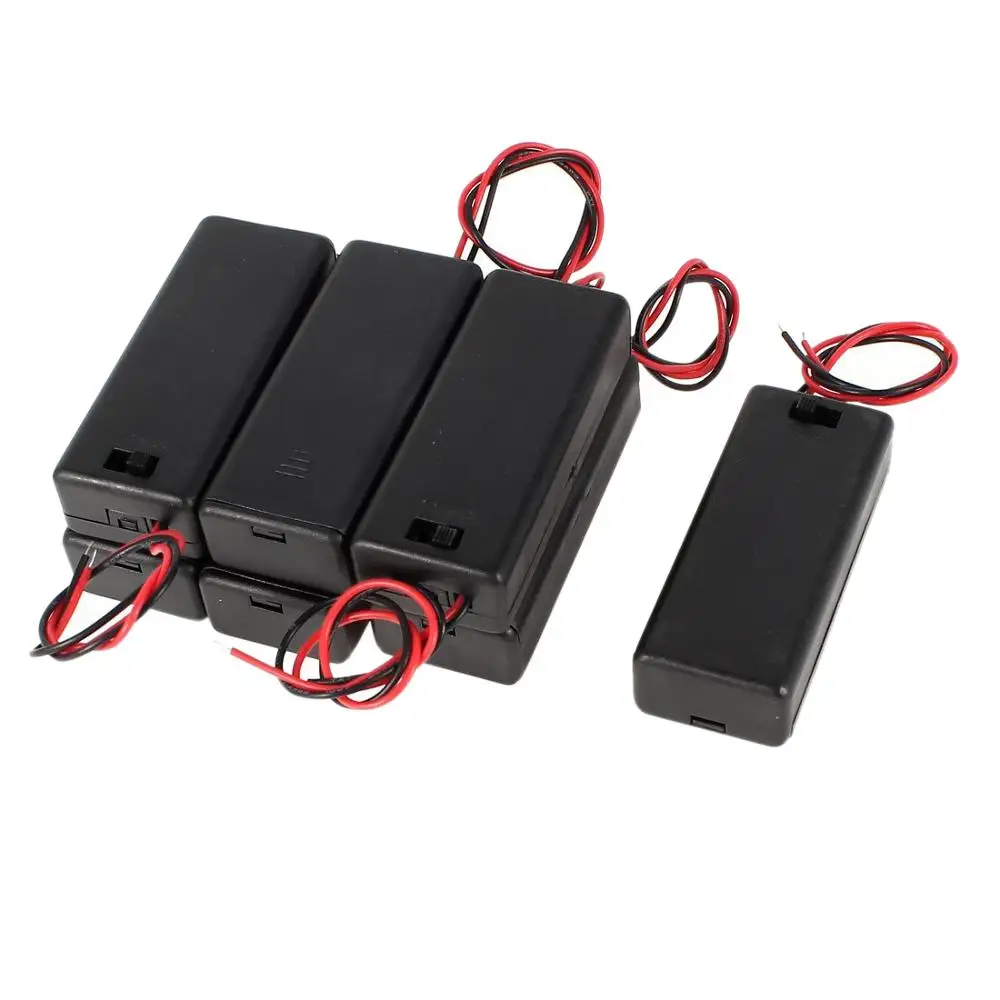 

MasterFire 400pcs/lot Black Plastic 2 x 1.5V AAA Batteries Holder Case 3V Battery Storage Box Cover 2 Slots with On/Off Switch