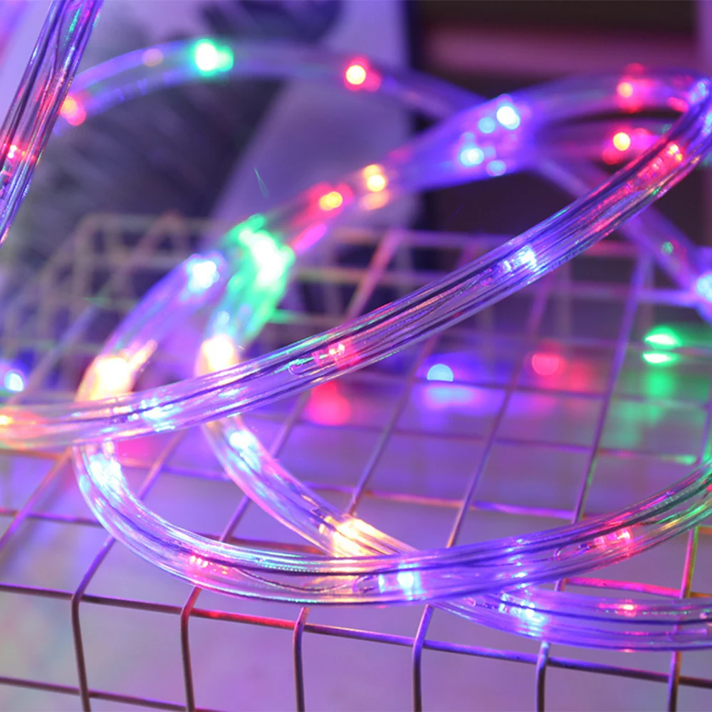 Круглый Рождественский светодиодный светильник с двумя проводами 220 В IP68 водонепроницаемый гибкий светодиодный неоновый светильник RGB теплый белый 1 м 5 м 10 м 20 м 50 м 100 м