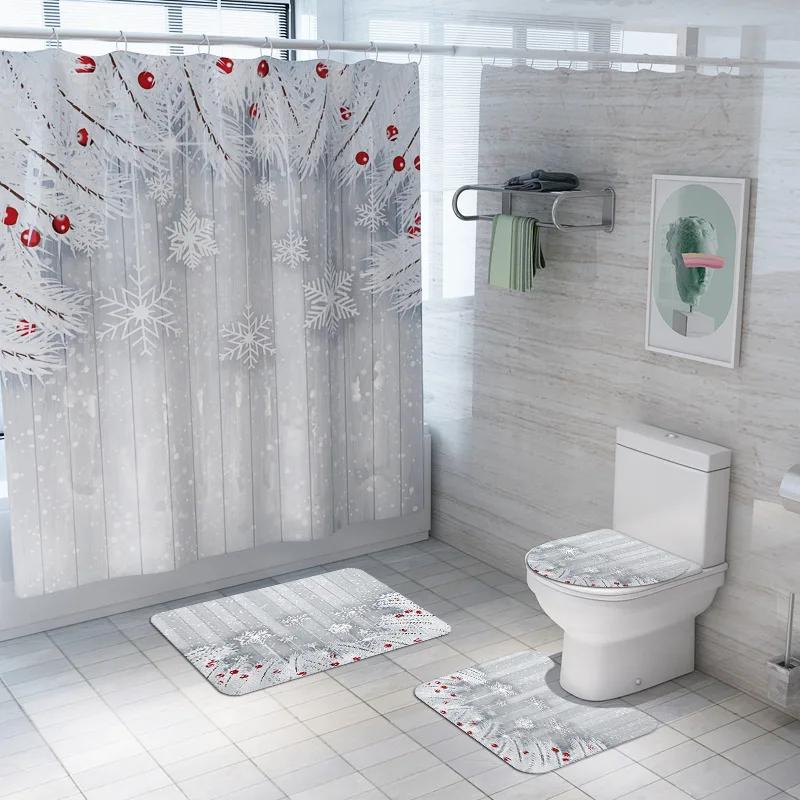 Merry Christmas набор для ванной с рисунком белки водонепроницаемый занавеска для душа полиэстер занавеска для ванной s крышка для туалета коврик нескользящий ковер