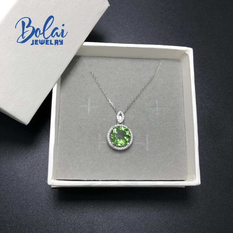 Bolaijewelry, кулон zultanite, создающий цвет, меняющий драгоценный камень, Круглый 10 мм, с стерлингового серебра 925 пробы, модные украшения для девочек