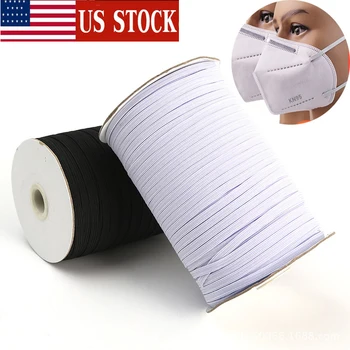 

200/100 Yards Elastic Band Length 1/8 Width Braided Cord Heavy Stretch High Elasticity Knit Elastic Band for Sewing Mask