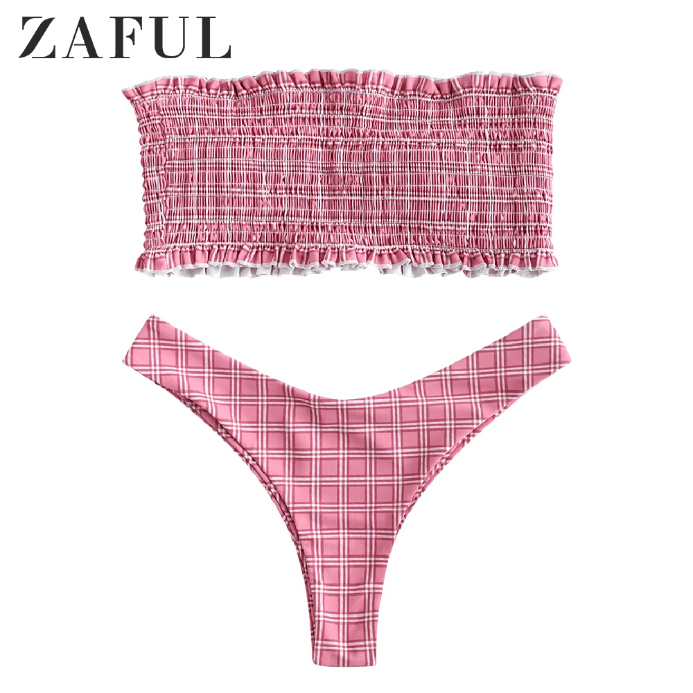 ZAFUL сексуальный купальник пляжный костюм с рюшами бандо комплект бикини