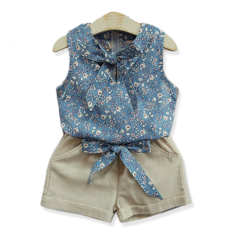 R& Z/ г., белая блузка с цветочным рисунком для маленьких девочек+ юбка с цветочным рисунком летний комплект одежды из 2 предметов с короткими рукавами для маленьких девочек, От 2 до 7 лет - Цвет: 100269 blue