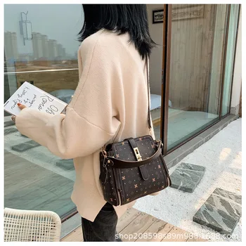 

Retro Printing Bucket Bag 2019 New Fashion Women's Bag One Shoulder Slant Across Women's Old Flower Bag
