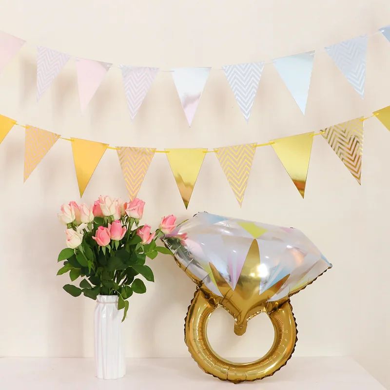 Europe And America Hot Sales Bronze Wave Pattern Pennants String Flag Birthday Party Decoration Hanging Flag Banner Wedding Latt