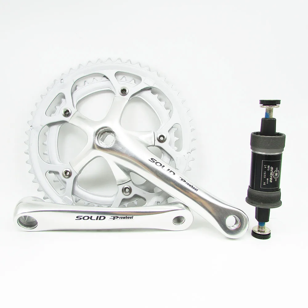 Silver crankset Axis PROWHEEL 7/8/9 скорость Дорожный велосипед crankest передняя Звездочка 52/42 т 130BCD алюминиевого сплава квадратное отверстие складной велосипед Звездочка рукоятка колеса - Цвет: Silver crankset Axis
