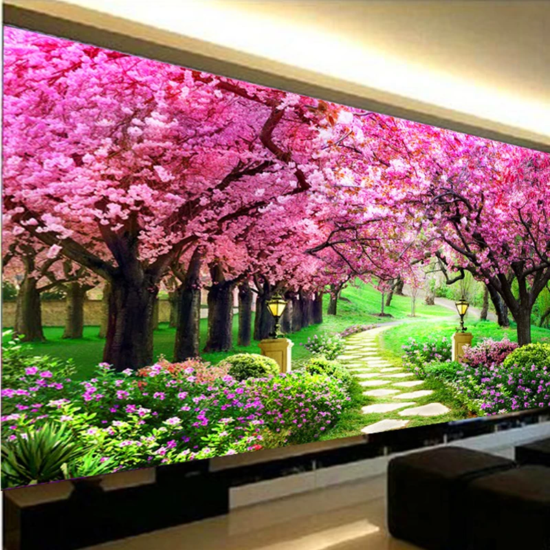 Pintura de paisaje con árbol de diamantes 5D, bordado de diamantes con paisaje completo, punto de cruz de jardín, decoración del hogar, regalo de Navidad hecho a mano