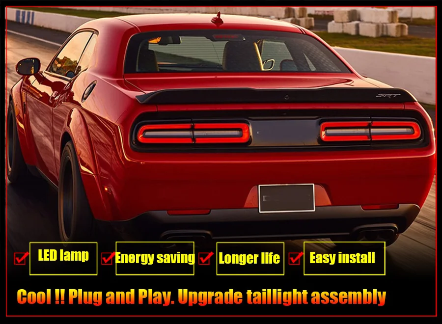 Светодиодный фонарь светильник s в сборе для Dodge Challenger 2008- светодиодный задний фонарь стоп-сигнал заднего хода светильник беспроводной сзади Резервное копирование лампы дневные ходовые огни автомобиля задние светодиодные светильник