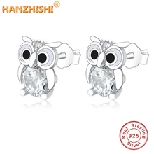 Новые модные 925 пробы серебряные сверкающие CZ серьги-гвоздики с совой для женщин S925 Серебряные серьги DIY berloque ювелирные изделия подарок